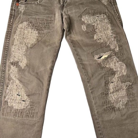 RARE BLUE COLLECTION Straight Button Fly Distressed Jeans Brown Size 29 Waist - Picture 4 of 16